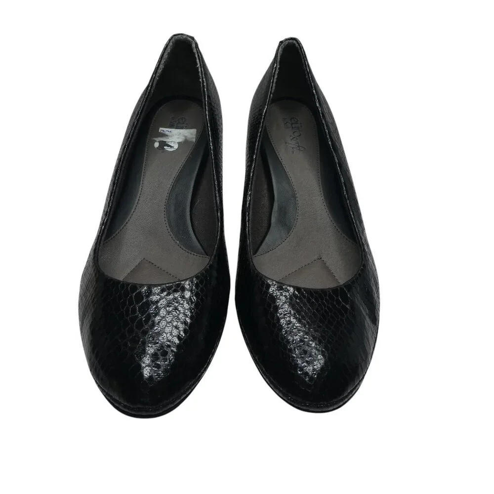 Eurosoft by Sofft Trichelle Black Snakeskin Print Pumps‎ Heels Womens 9